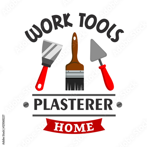 Plasterer repairs home work tools icon