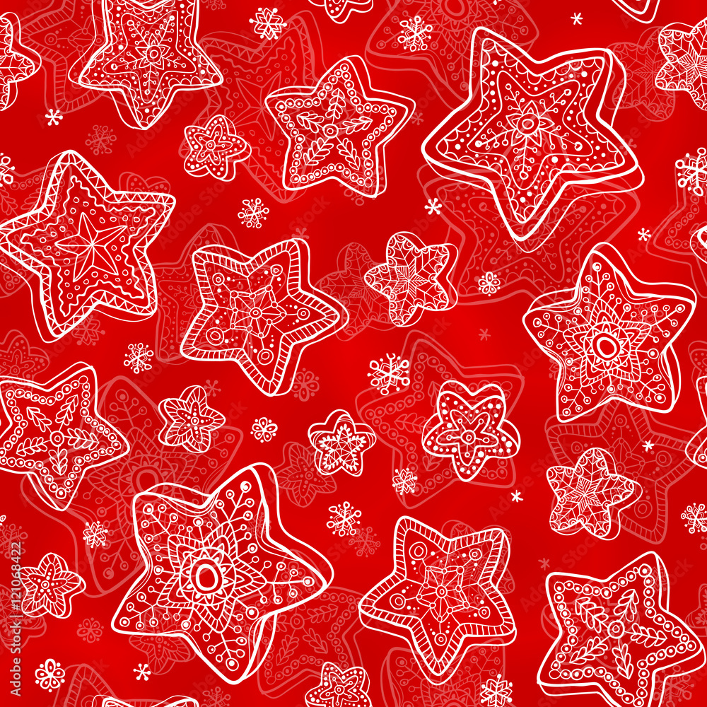Hand-drawn stars-snowflakes seamless pattern Hand-drawn stars-snowflakes seamless pattern
