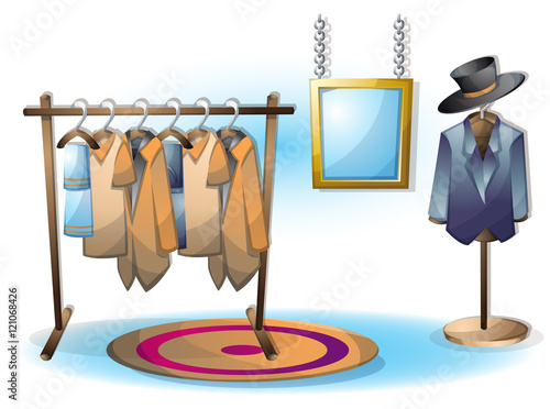 cartoon vector illustration interior clothing room with separated layers in 2d graphic © toonsteb