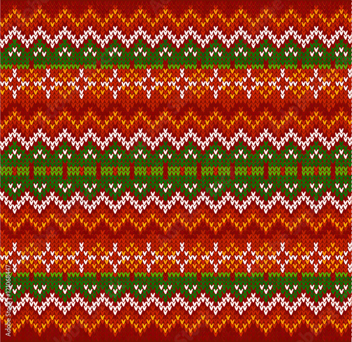 Red zigzag stripes vector knit seamless pattern