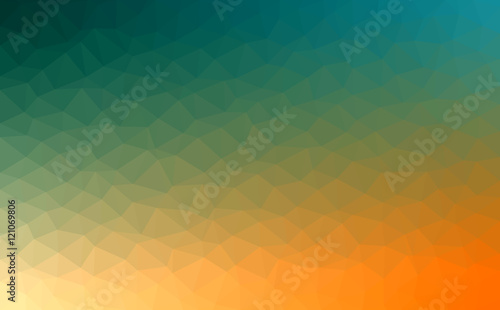 Polygonal vector mosaic - yellow, orange, turquoise - autumn colors