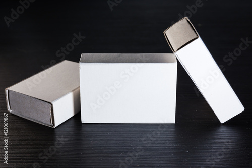 Paper Match Boxes Cartons Cardboard White Blank Template Contraast photo