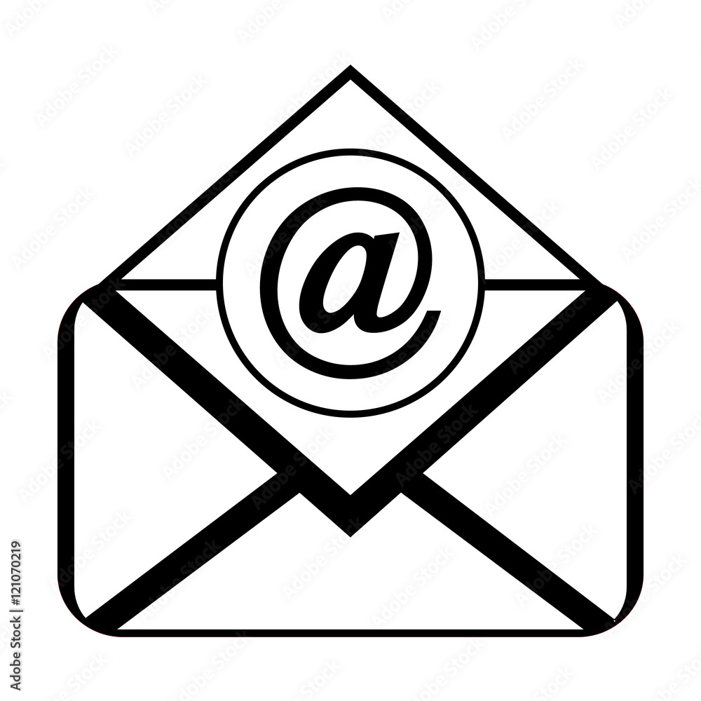 Mail button on white. Mail button on white.