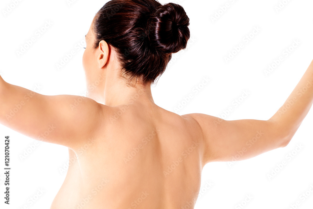Woman back view. Isolated on white background Stock Photo by ©spaxiax  312579206