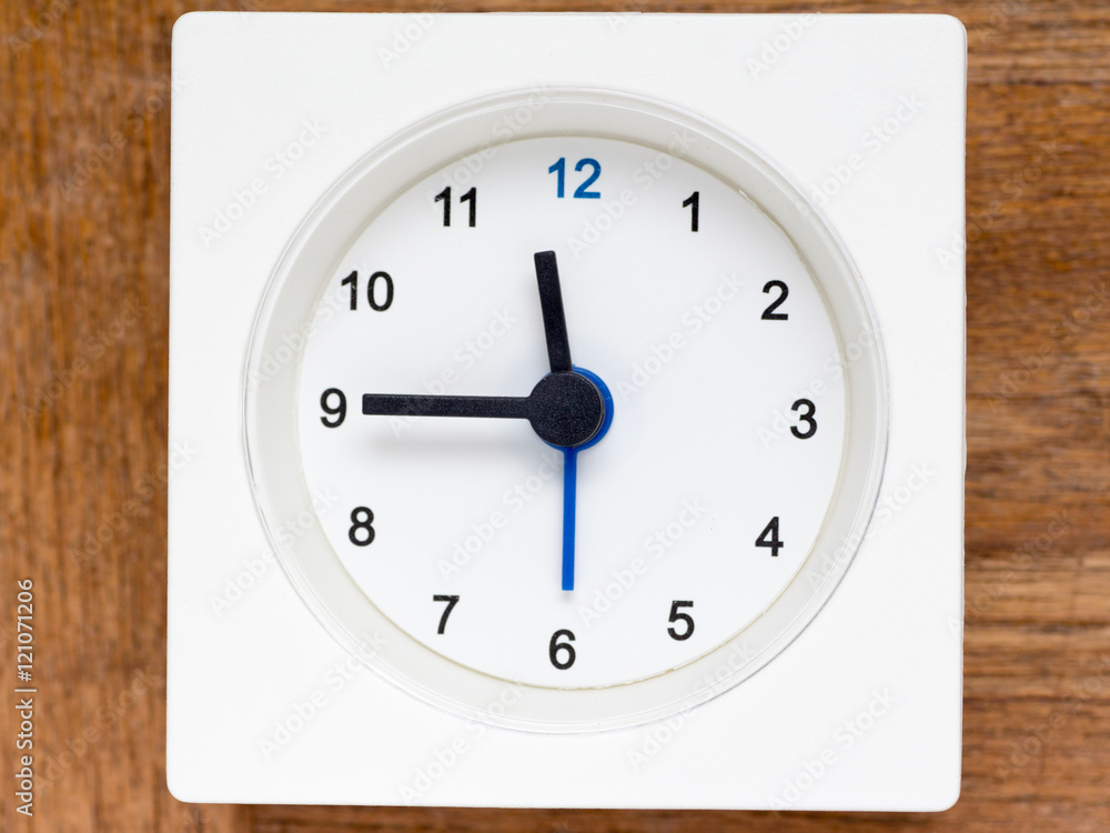 Series of the sequence of time on the simple white analog clock Series of the sequence of time on the simple white analog clock