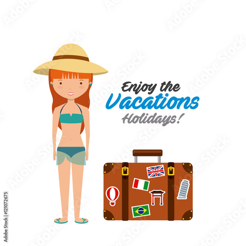 enjoy the vacations holidays vector illustration design