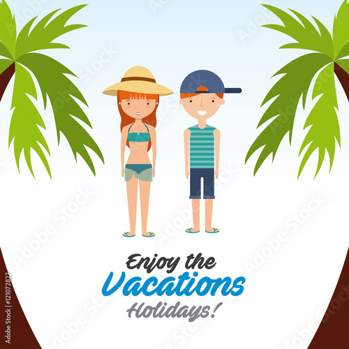 enjoy the vacations holidays vector illustration design