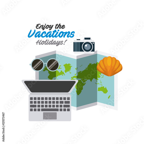 enjoy the vacations holidays vector illustration design