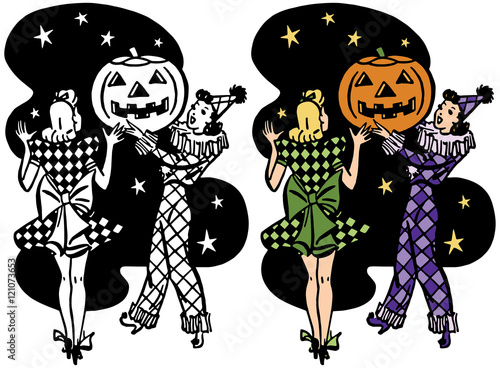 Women at a Halloween costume party