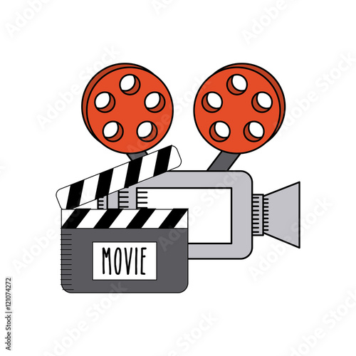 cinematographic camera with cinema icon vector illustration design