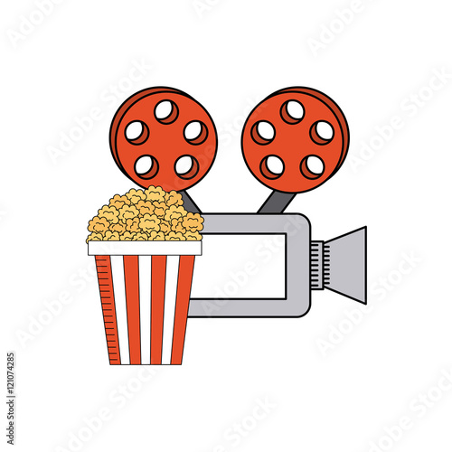 cinematographic camera with cinema icon vector illustration design