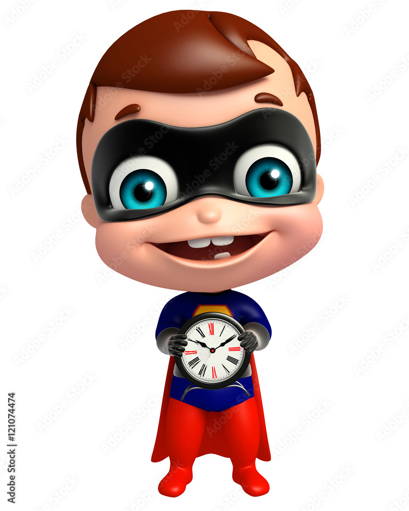 cute superbaby with Clock