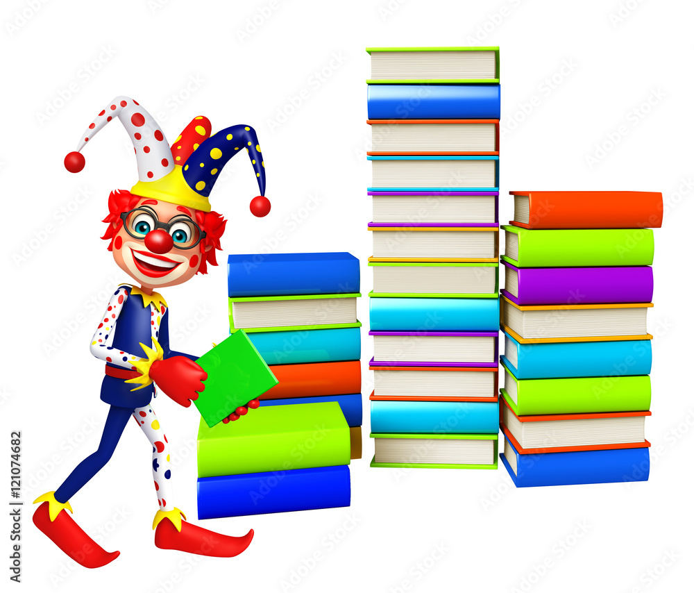 Clown with Book stack