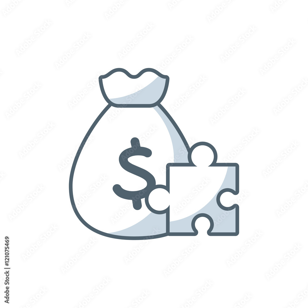 money bag with business icon vector illustration design