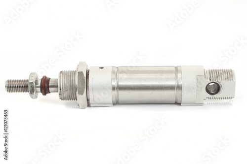 Hydraulic cylinder for industry on white background.