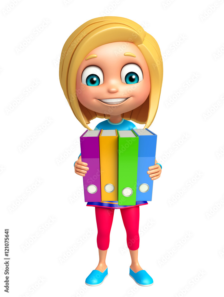 kid girl with Files kid girl with Files