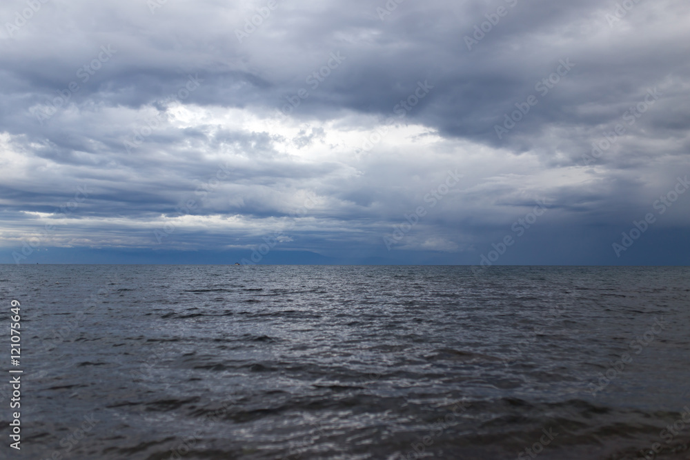 cloudy weather on the sea as background