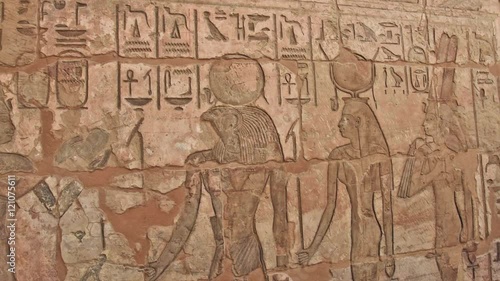 Wallpaper Mural Ancient Egyptian hieroglyphic carvings on a temple wall at Medinat Habu in Luxor Egypt Torontodigital.ca