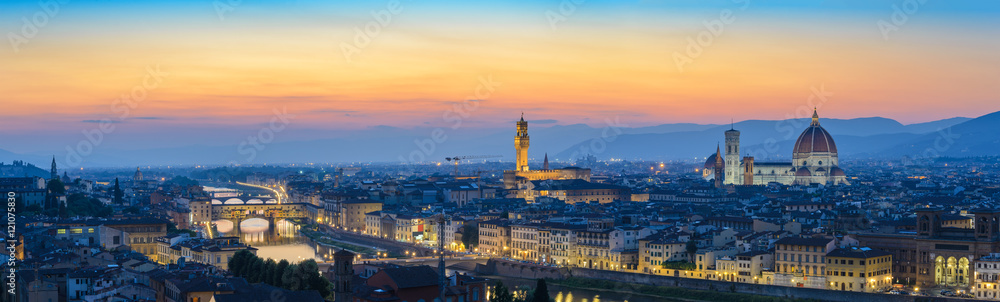 Florence panorama city skyline  when sunset, Italy