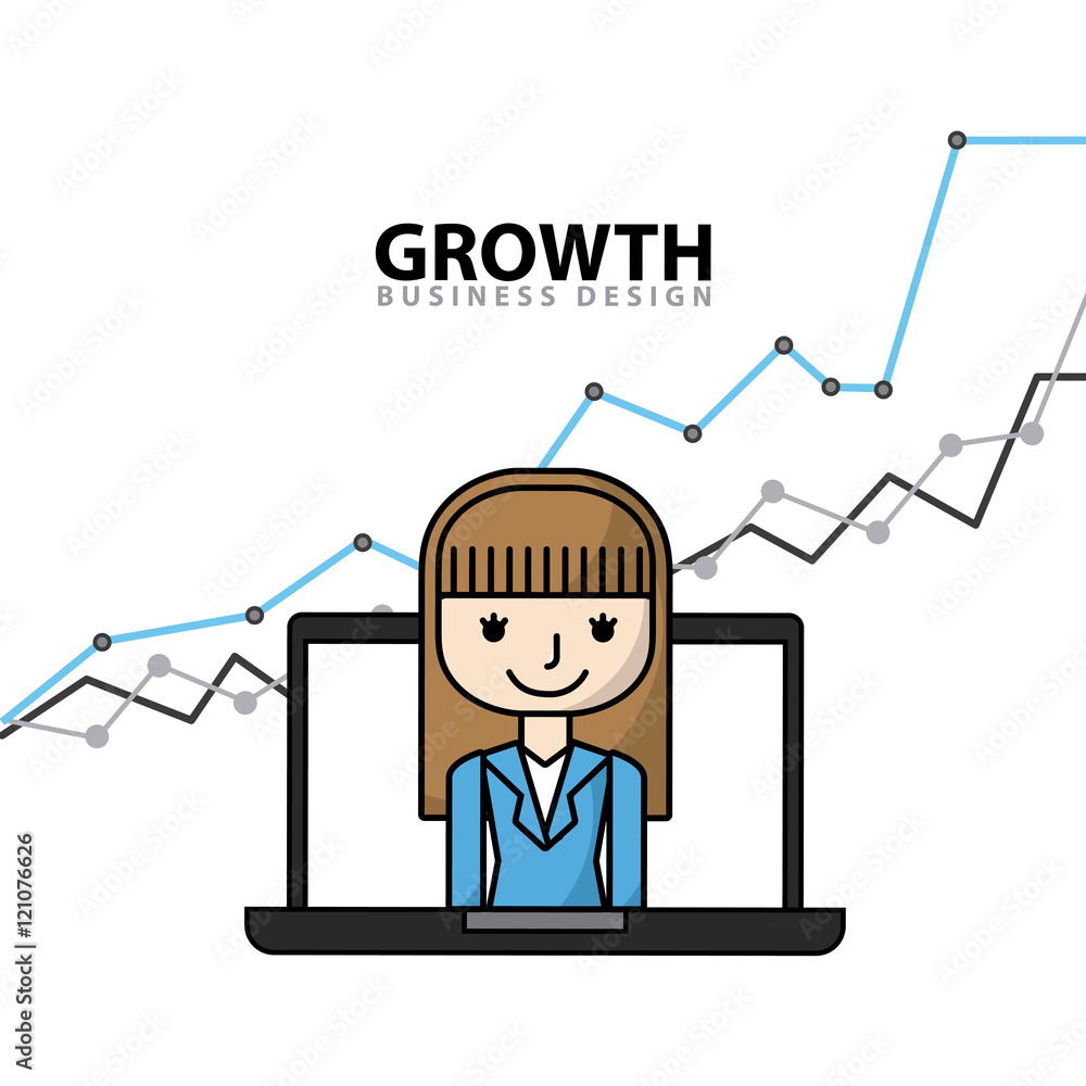 business growth flat line icons vector illustration design