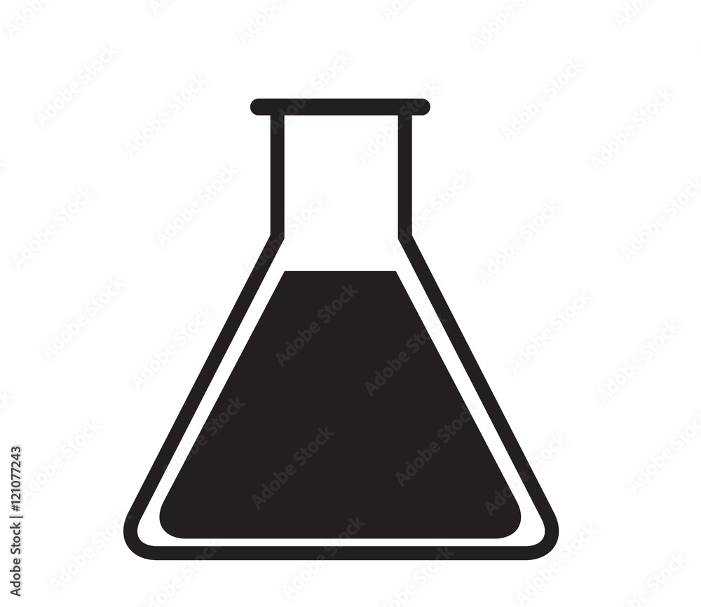 Black laboratory glass on white background, Test tube icon Black laboratory glass on white background, Test tube icon