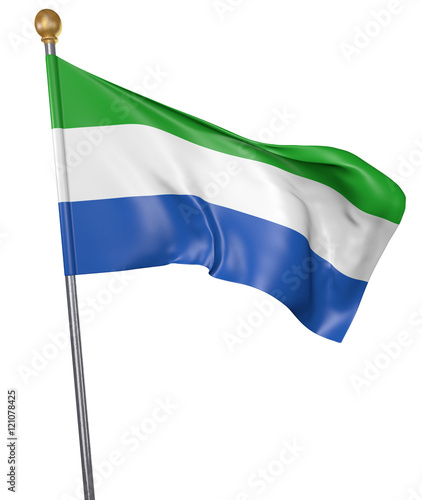National flag for country of Sierra Leone isolated on white background, 3D rendering
