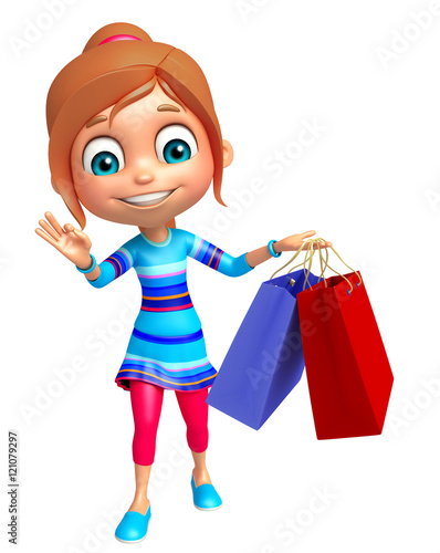 kid girl with Shopping Bag © visible3dscience