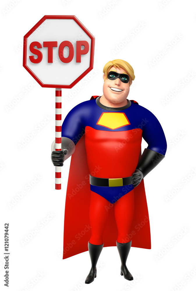 Superhero with Stop board