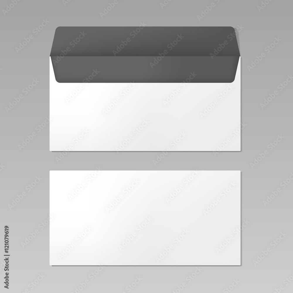 Blank realistic opened envelope front and back view mockup Blank realistic opened envelope front and back view mockup