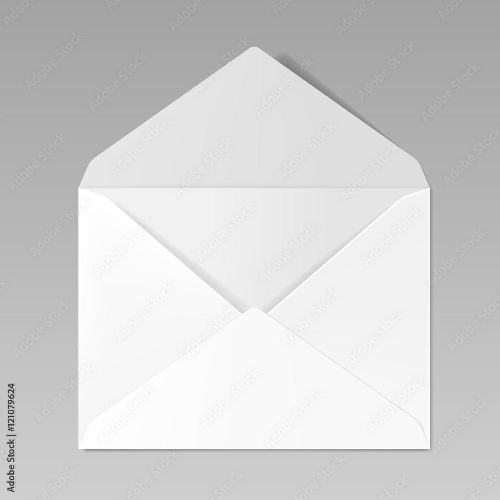 Blank realistic opened white envelope mockup Blank realistic opened white envelope mockup