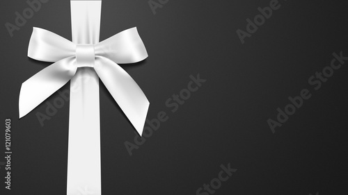 realistic White bow on a black background