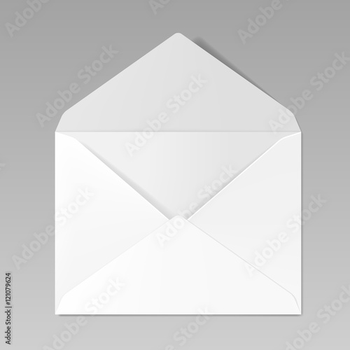 Blank realistic opened white envelope mockup