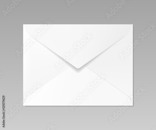 Blank realistic closed white envelope mockup