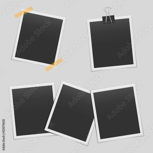 Set of blank realistic photo frames mockup