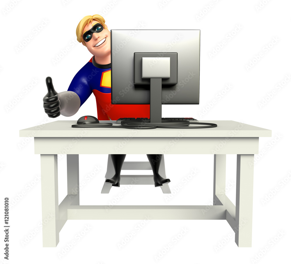 Superhero with Computer Superhero with Computer