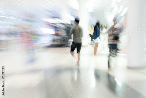 Abstract blur people in beautiful luxury shopping mall center an