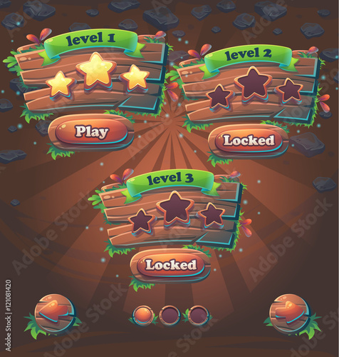 Wooden game user interface window levels