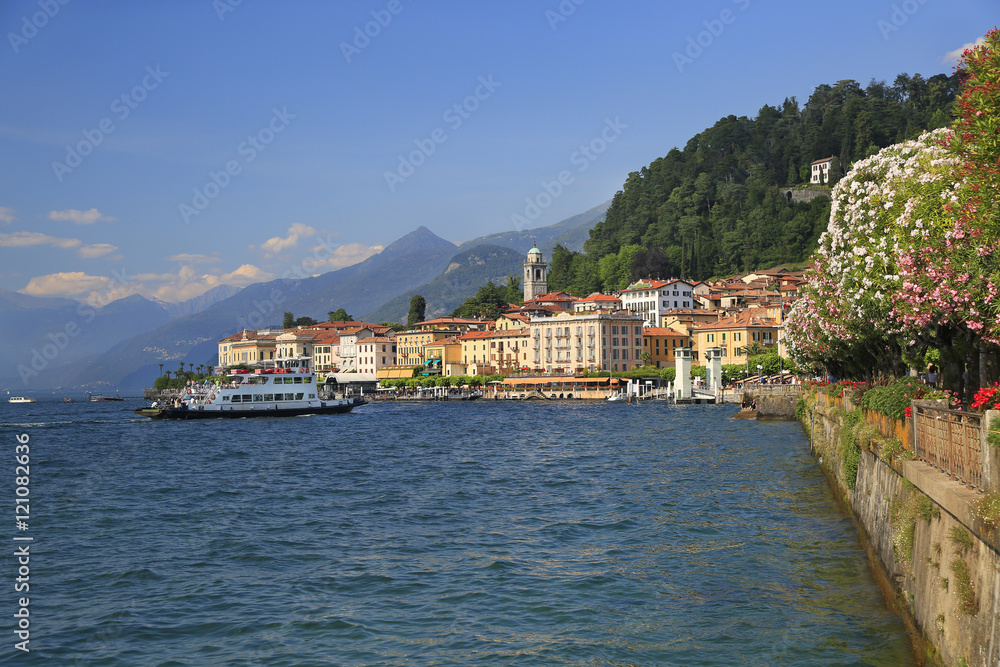View on coast line of Bellagio city on Lake Como, Italy