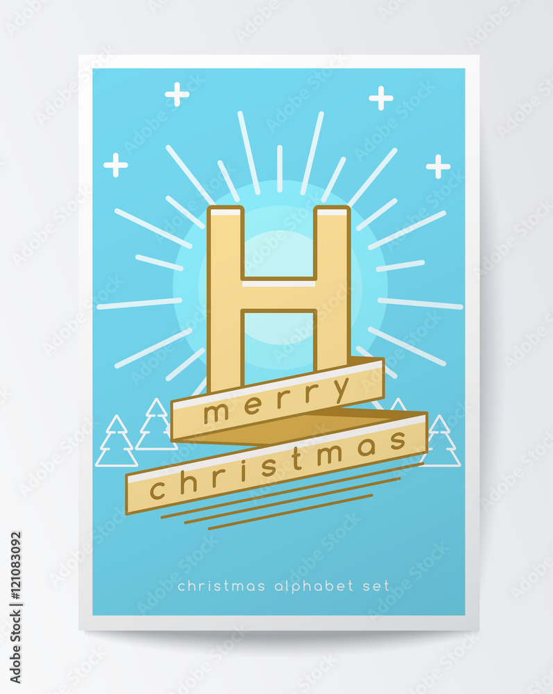 Naklejka premium Christmas Alphabet Set : Vector Illustration