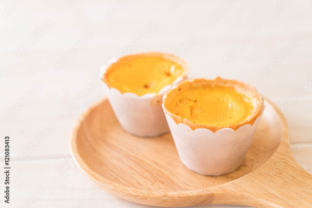 egg tart on plate egg tart on plate
