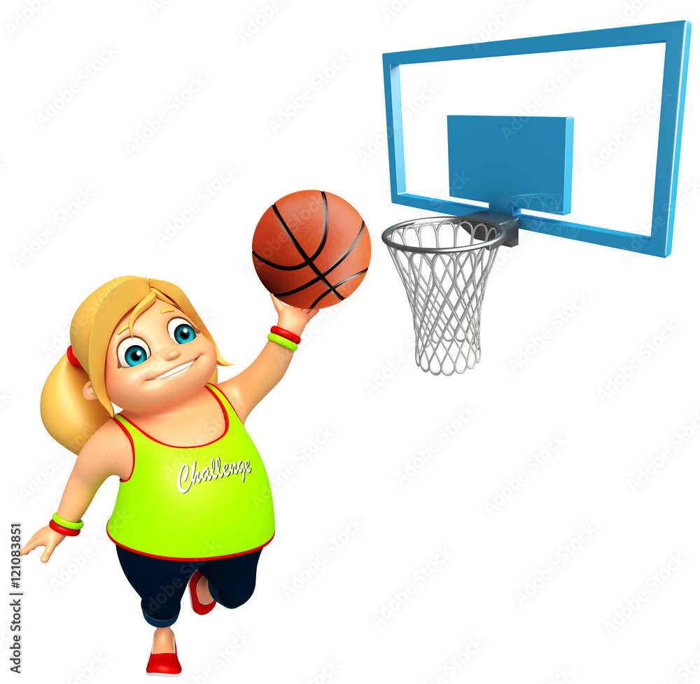 Kid girl with Basket ball