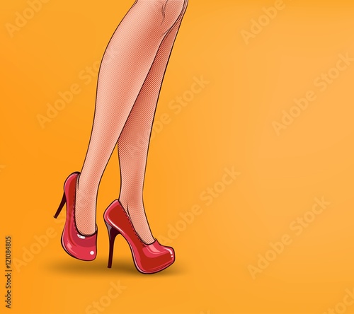 Vector pop art illustration of female legs