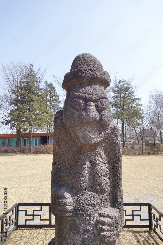 Dol hareubangs, statues on Jeju Island of South Korea Stock Photo