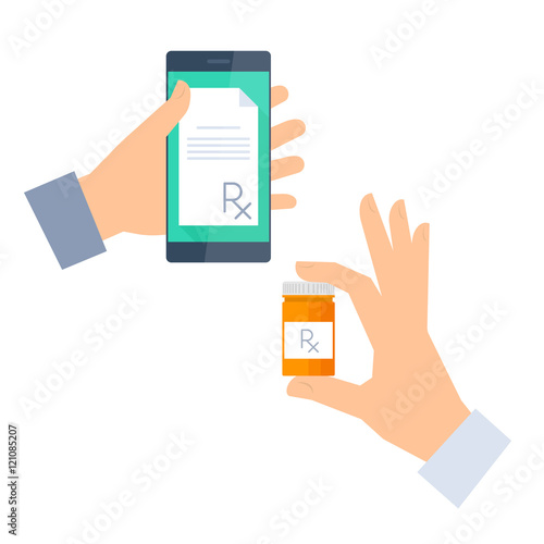 Patient gets prescription by phone and buys drugs. Telemedicine,
