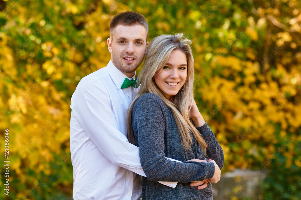Falling in love. couple autumn portrait Falling in love. couple autumn portrait
