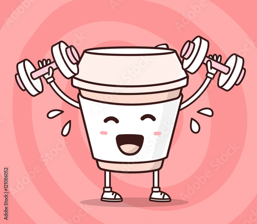 Vector illustration of color smile take away coffee cup lifts du