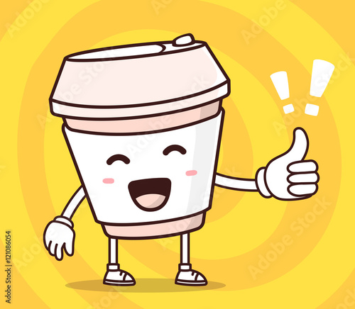 Vector illustration of color smile take away coffee cup with thu