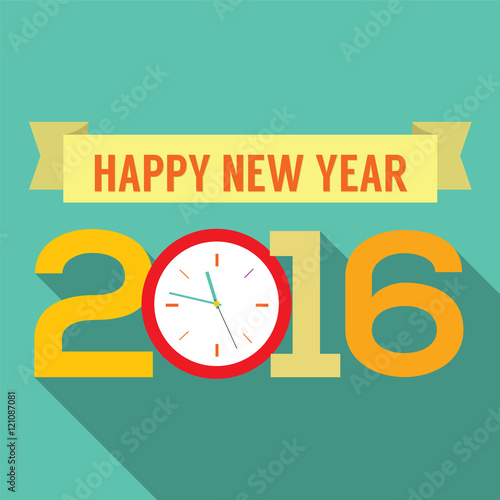 2016 Greeting Card Flat Design Vector Illustration