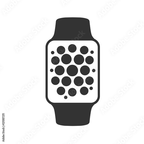 Smart watch isolated on white. Logo. Stainless silver . Vector with app. reflected surface. icon screen. face eps
