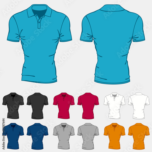 Set of colored polo-shirts templates for men